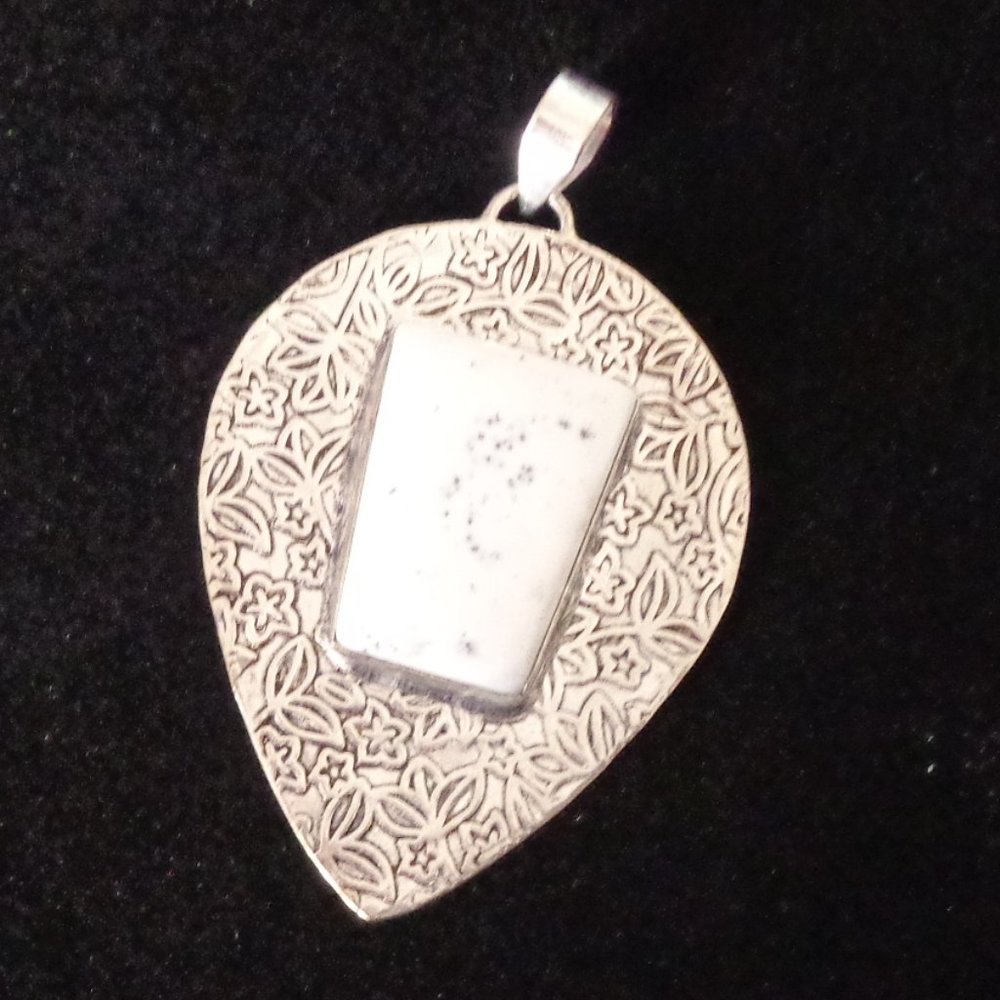 NEW Dendrite Opal Gemstone Handmade Jewelry Pendant On 20" Leather Cord